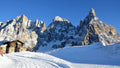 Eutimia Castrozza resort with snow-covered mountains, ski slopes, and cozy accommodations near Pale di San Martino and Lagorai.
